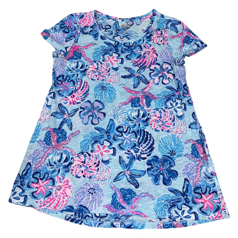 Lilly Pulitzer Womens Size S Etta Scoop Neck T-Shirt Beachcomber